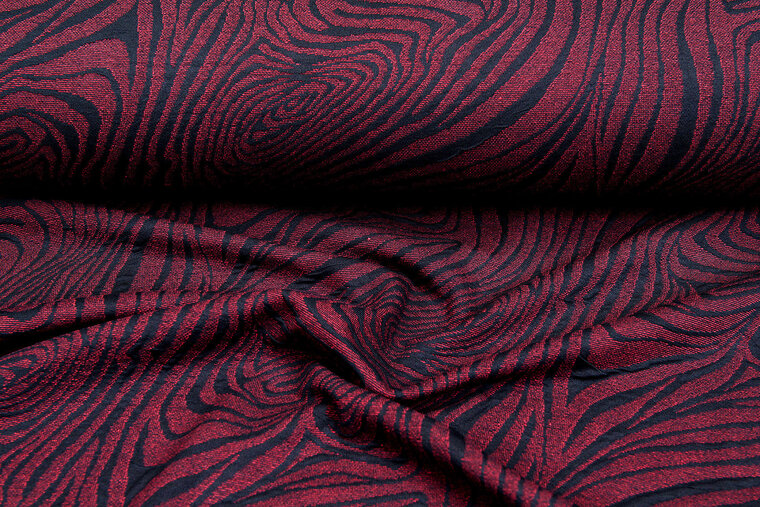 Strickstoff retro stripes bordeaux-schwarz