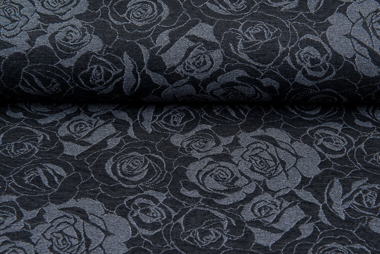 Strickstoff roses dunkelgrau-grau