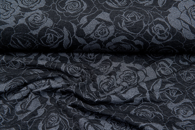 Strickstoff roses dunkelgrau-grau