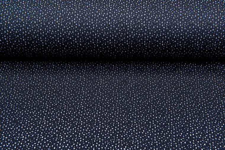 Strickstoff little dots dunkelblau-hellgrau