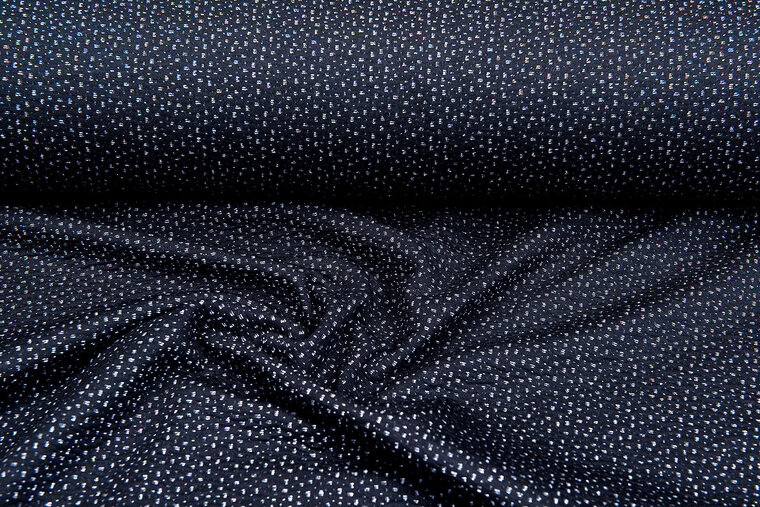 Strickstoff little dots dunkelblau-hellgrau