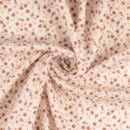 Baumwoll Musselin bedruckt little flower altrosa-ecru