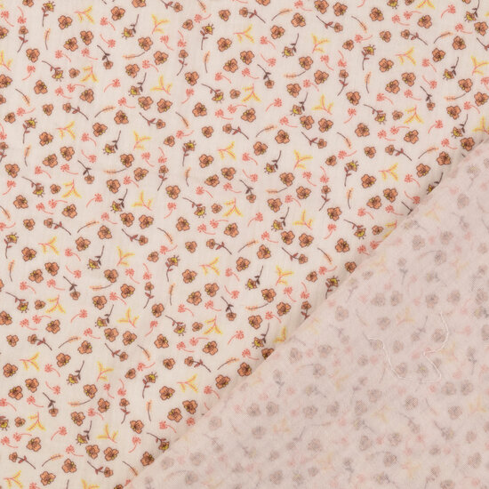 Baumwoll Musselin bedruckt little flower altrosa-ecru