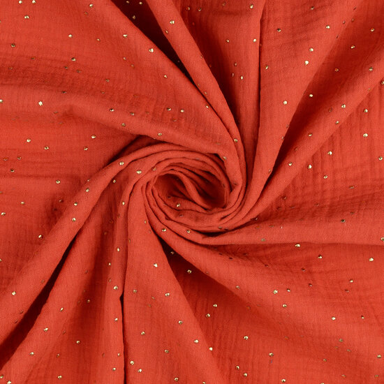 Baumwoll Musselin bedruckt dew drop rost-gold