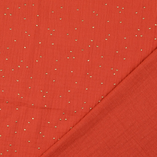 Baumwoll Musselin bedruckt dew drop rost-gold