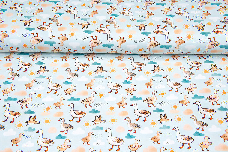 Baumwolljersey digital bedruckt bedrukt lovely goos mint