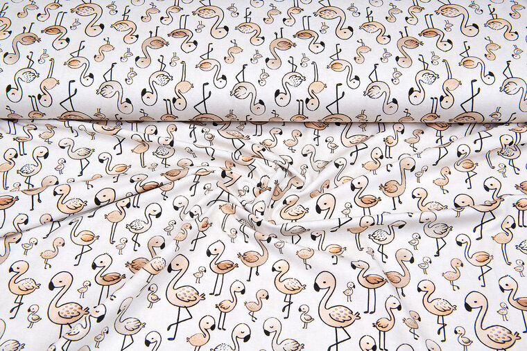 Baumwolljersey digital bedruckt bedrukt lovely flamingo hellsand