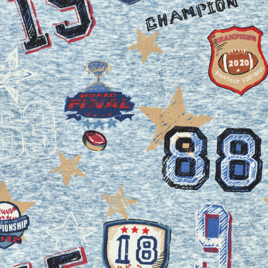 Alpenfleece bedruckt champions football jeansblau