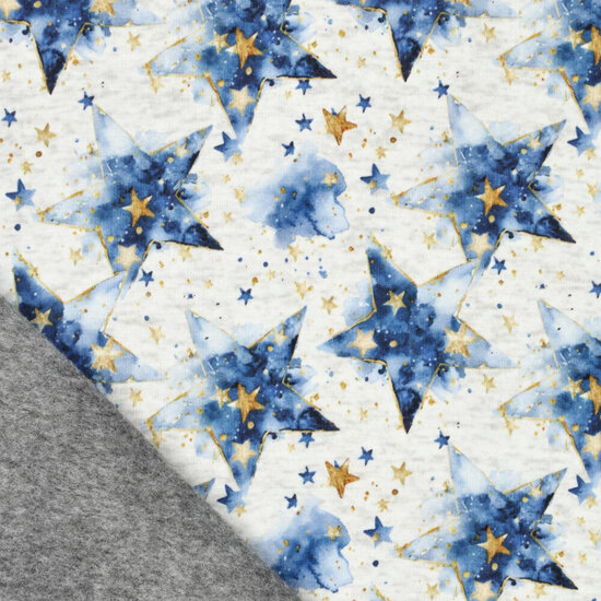 Alpenfleece bedruckt stars grau-blau