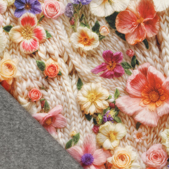 Alpenfleece bedruckt rope with flowers 2