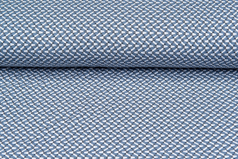 Baumwolljersey embroidered retro metalblau-weiss