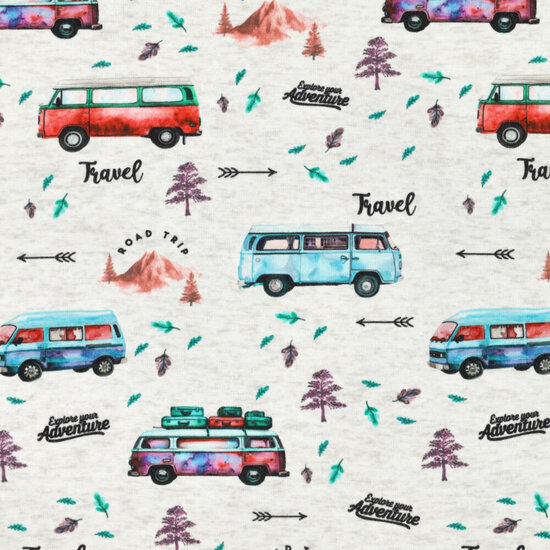Alpenfleece bedruckt travel vans grau