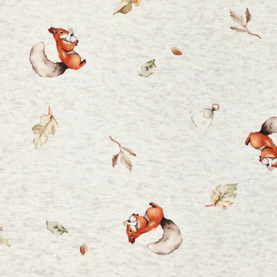 Alpenfleece bedruckt squirrel hellgrau