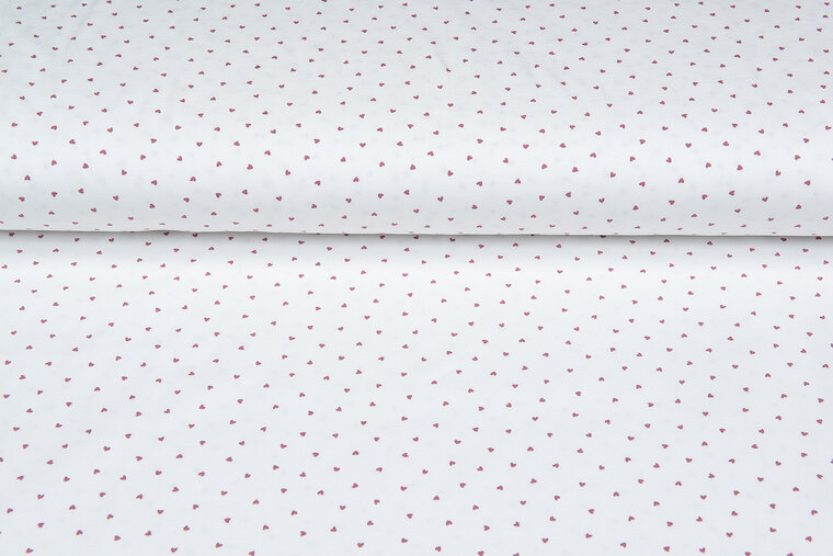 Baumwolljersey bedruckt mini hearts ecru - altrosa