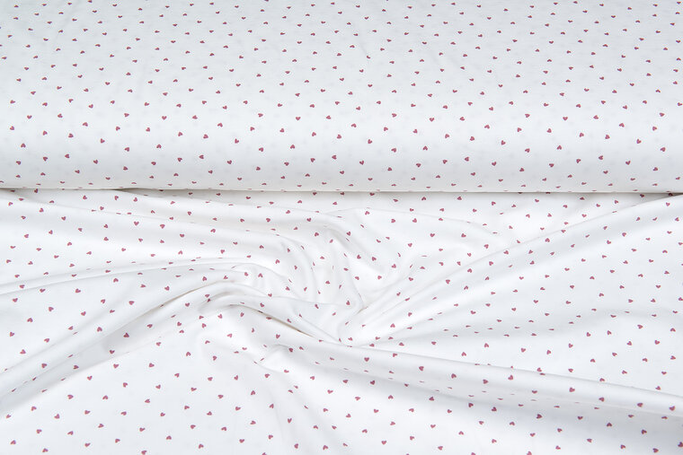 Baumwolljersey bedruckt mini hearts ecru - altrosa