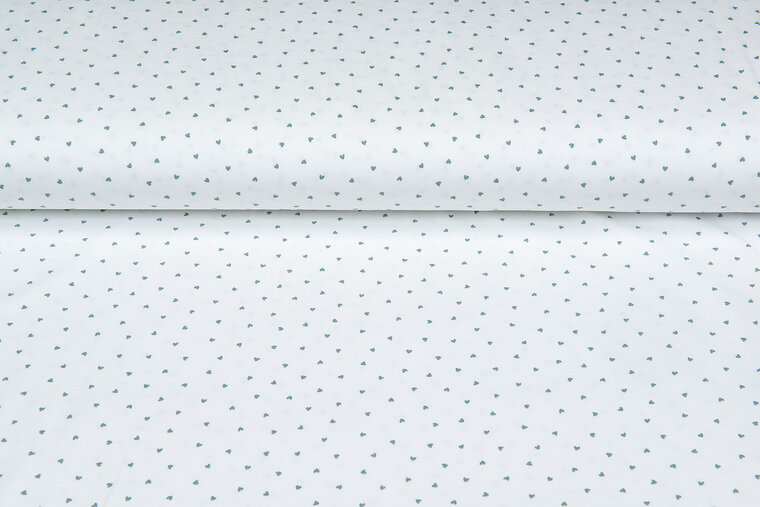 Baumwolljersey bedruckt mini hearts ecru - altgr&uuml;n