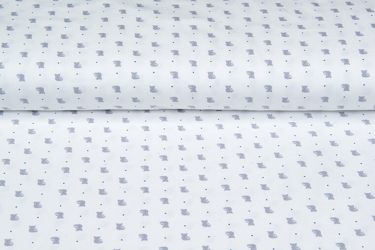 Baumwolljersey bedruckt mini koala ecru - blau