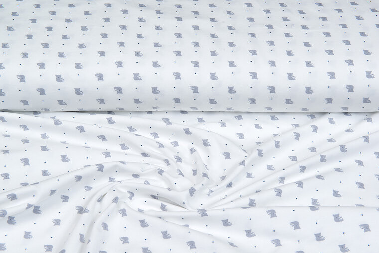 Baumwolljersey bedruckt mini koala ecru - blau