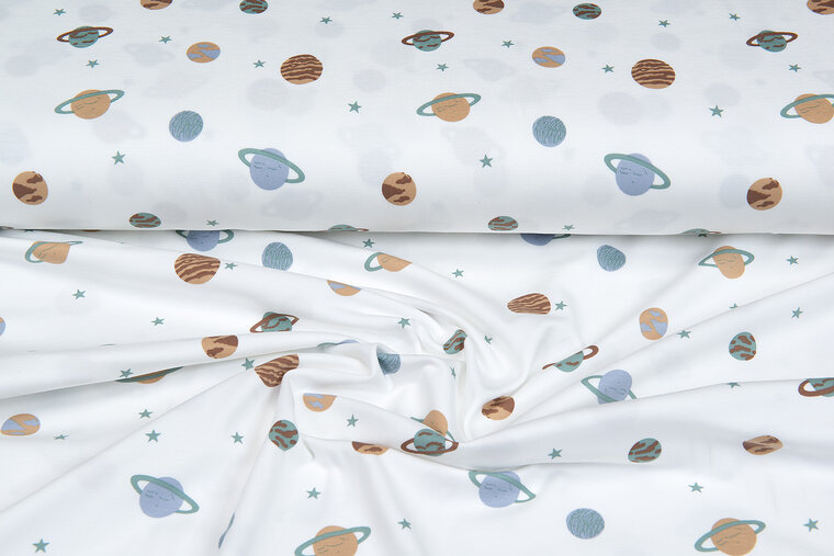 Baumwolljersey bedruckt mini astro world ecru - altgr&uuml;n