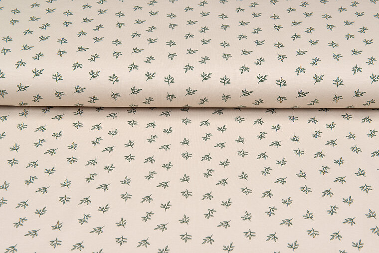 Baumwolljersey bedruckt mini branches sand