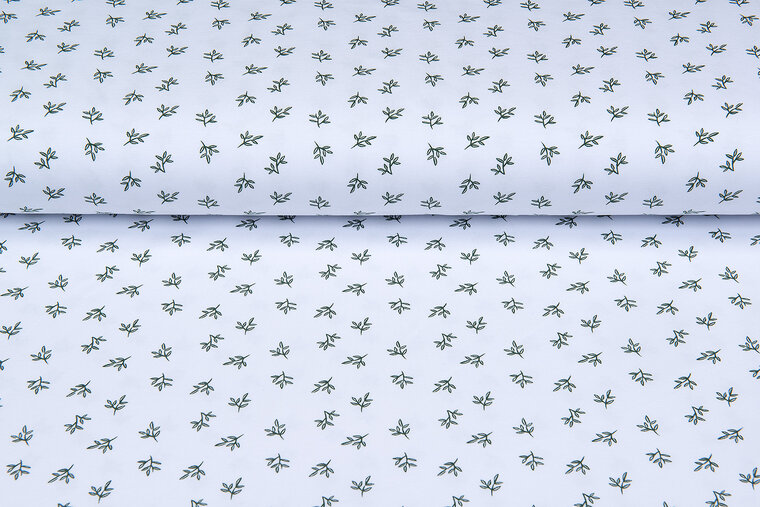 Baumwolljersey bedruckt mini branches weiss