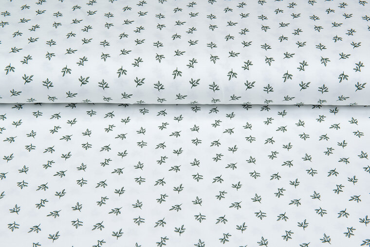 Baumwolljersey bedruckt mini branches ecru - off-white
