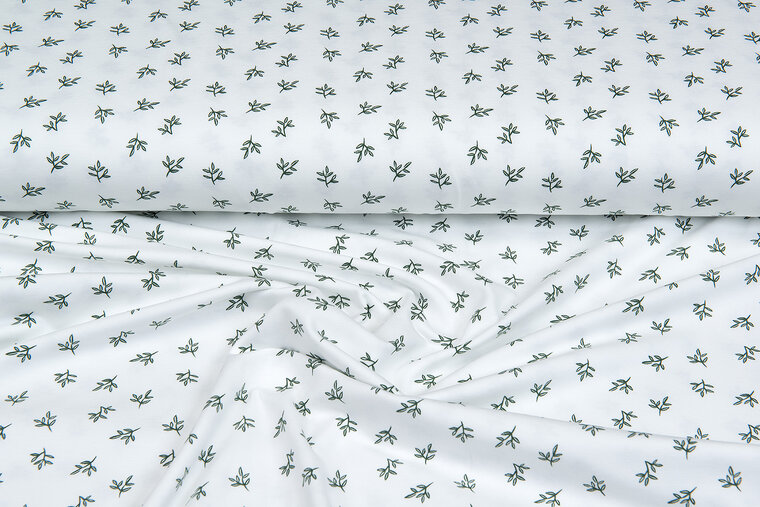 Baumwolljersey bedruckt mini branches ecru - off-white