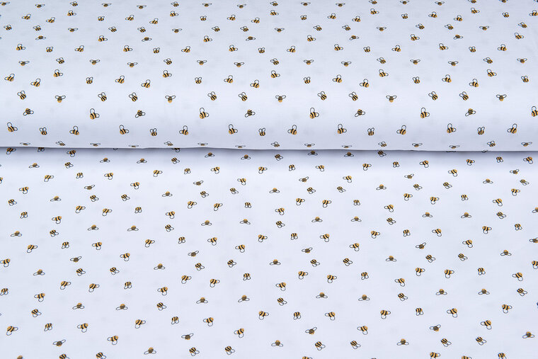 Baumwolljersey bedruckt mini bee weiss