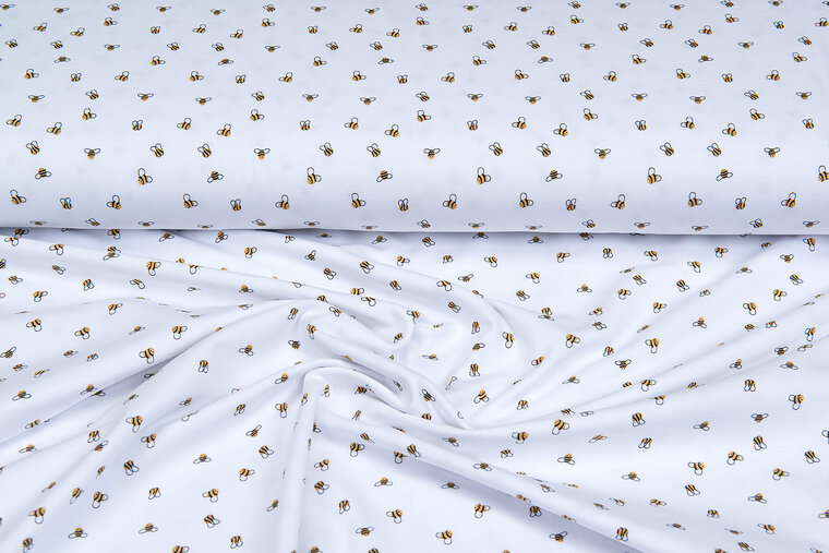 Baumwolljersey bedruckt mini bee weiss