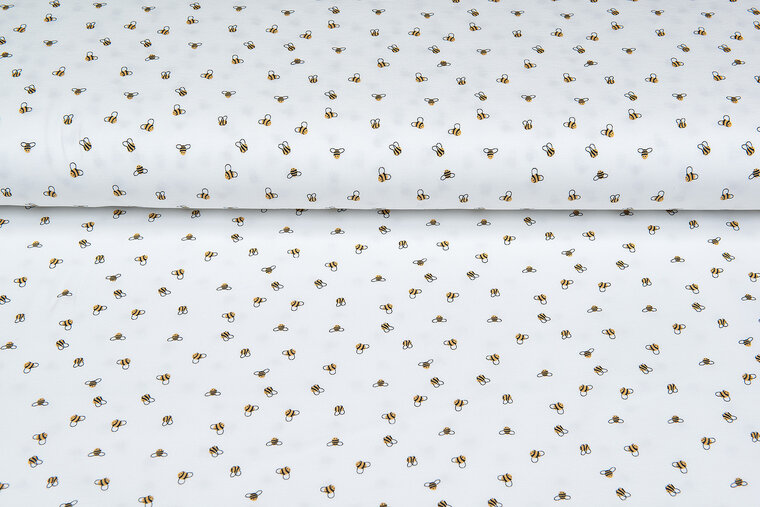 Baumwolljersey bedruckt mini bee ecru - off-white