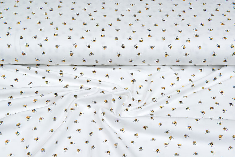 Baumwolljersey bedruckt mini bee ecru - off-white
