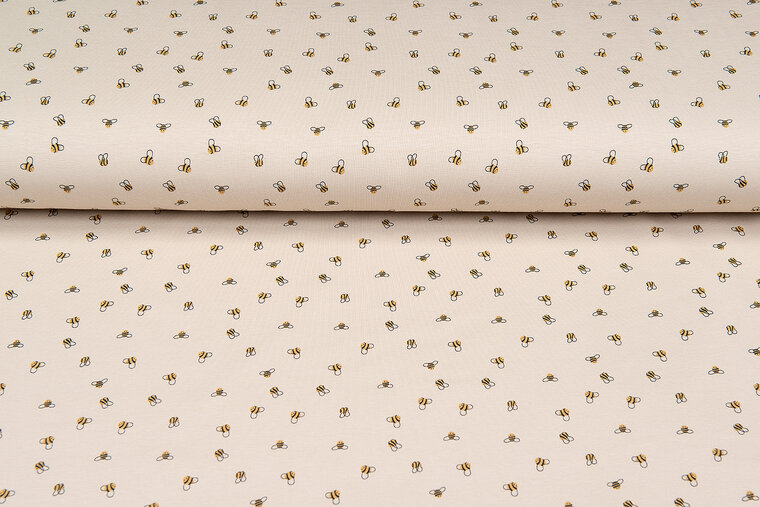 Baumwolljersey bedruckt mini bee sand
