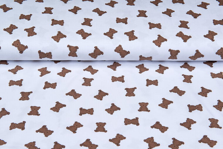 Baumwolljersey bedruckt mini bears weiss