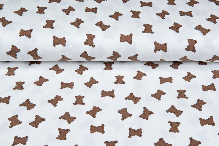 Baumwolljersey bedruckt mini bears ecru - off-white