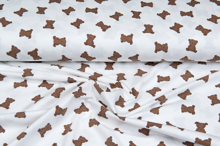 Baumwolljersey bedruckt mini bears ecru - off-white