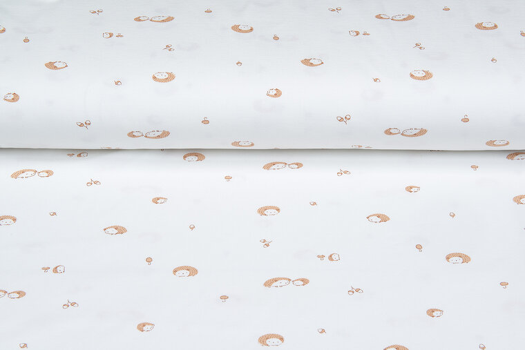 Baumwolljersey bedruckt mini hedgehog ecru - rostrot