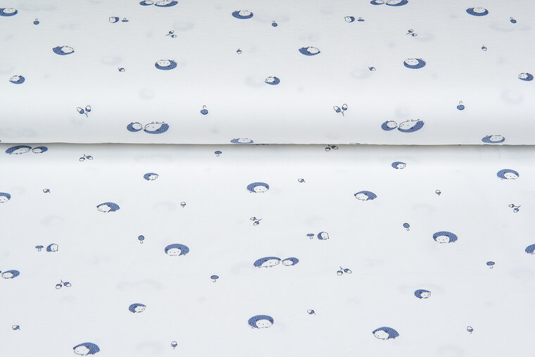 Baumwolljersey bedruckt mini hedgehog ecru - marine