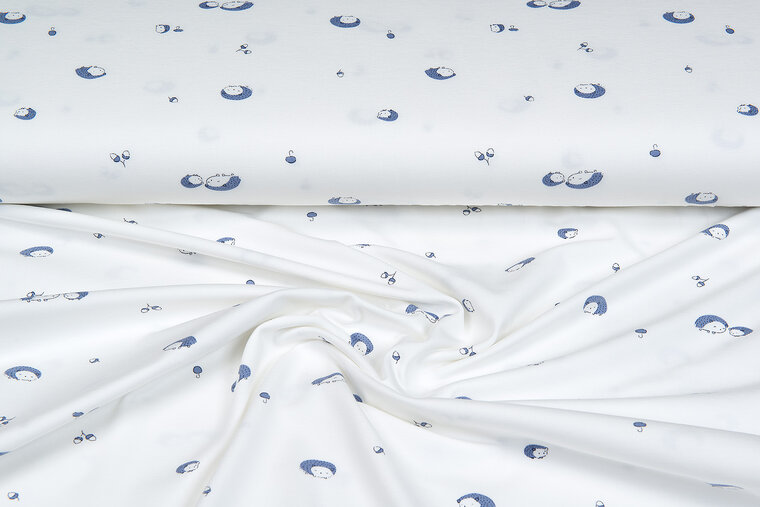 Baumwolljersey bedruckt mini hedgehog ecru - marine