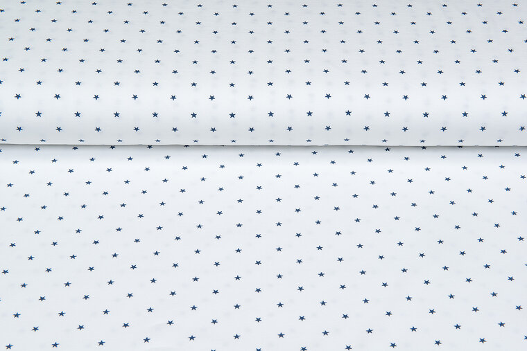 Baumwolljersey bedruckt stars ecru - metalblau