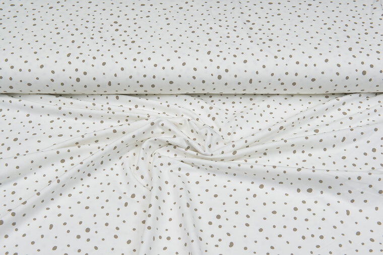 Baumwolljersey bedruckt dots off-white taupe