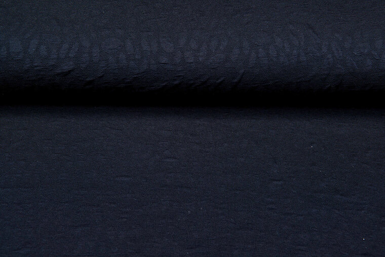 Strickstoff Jacquard little leaves schwarz