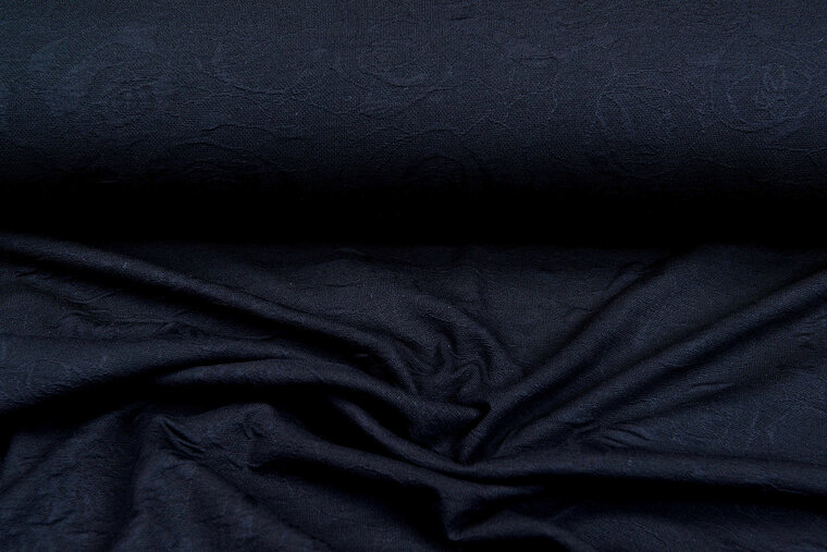 Strickstoff Jacquard roses schwarz