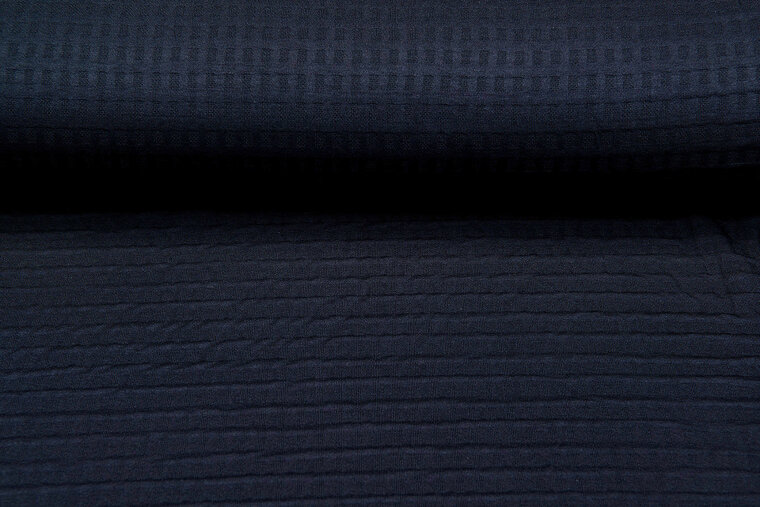 Strickstoff Jacquard waffel schwarz