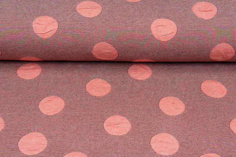 Strickstoff Jacquard big dots lachsrosa