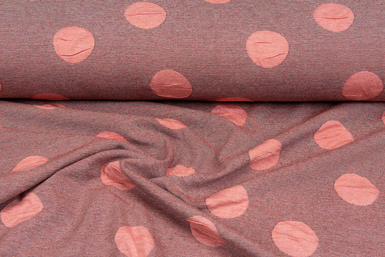Strickstoff Jacquard big dots lachsrosa