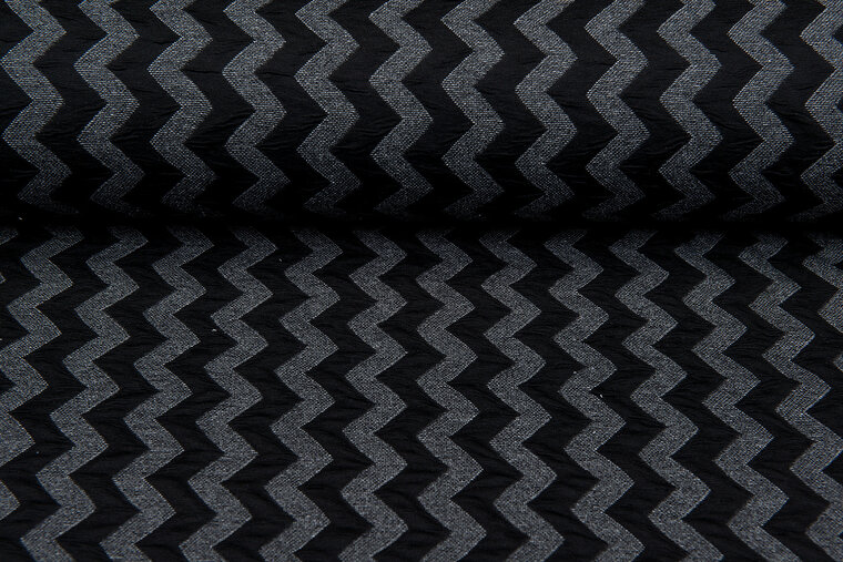 Strickstoff Jacquard zigzag schwarz-grau