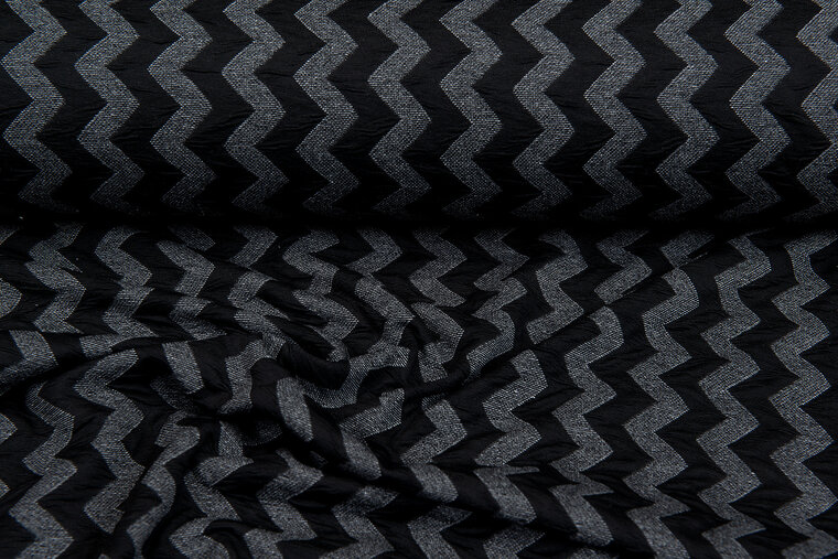 Strickstoff Jacquard zigzag schwarz-grau