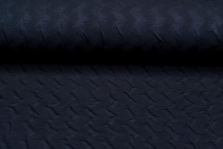 Strickstoff Jacquard zigzag dunkelblau
