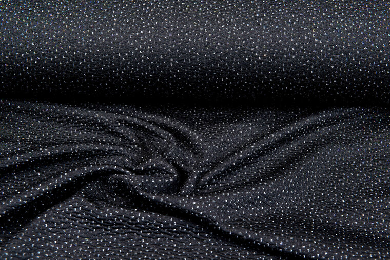 Strickstoff Jacquard little dots schwarz-hellgrau