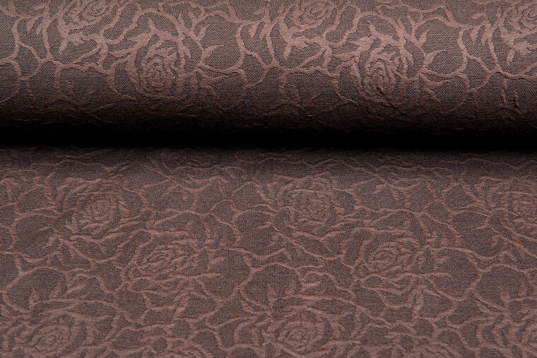 Strickstoff Jacquard roses braun